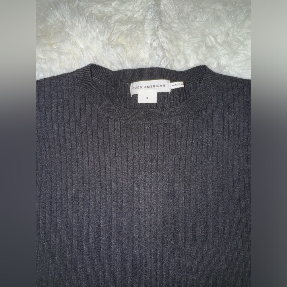 NEW Good American Cozy Rib Long Sleeve Minidress Black Small - Picture 9 of 11